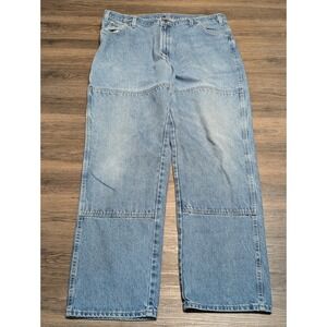Dickies Mens Double Knee Carpenter Jeans 42x34 Light Wash Blue Loose Work Pants